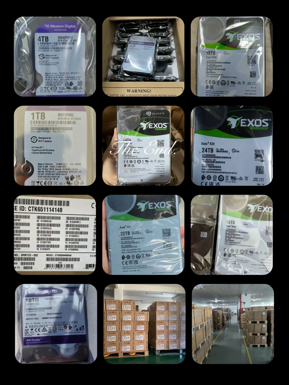 Pallets of high-capacity enterprise HDDs in Hong Kong warehouse, serving as buffer inventory to mitigate the 2026 Middle East IT supply chain crisis.