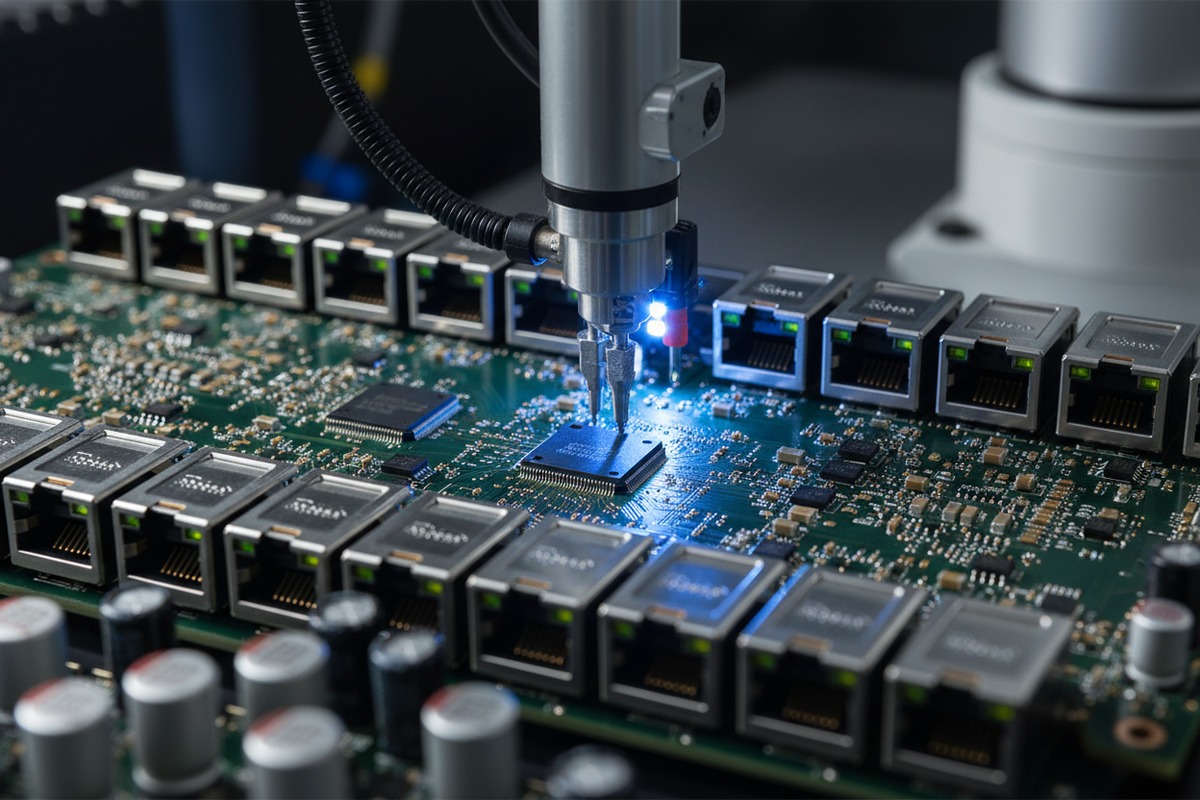 High-density enterprise network switch integration using VSC8504XKS-02 quad-port Gigabit PHY (ID#2)