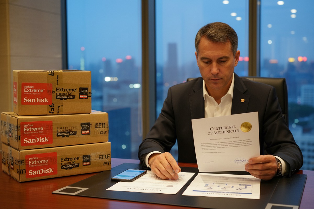 Supplier Traceability Documentation Supplier documentation including Certificate of Authenticity and chain-of-custody records for SanDisk orders (ID#4)